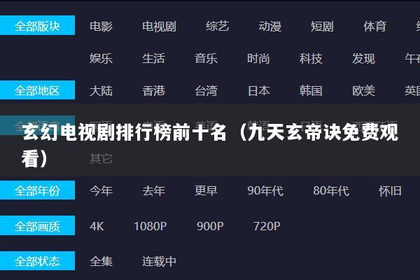 玄幻电视剧排行榜前十名（九天玄帝诀免费观看）
