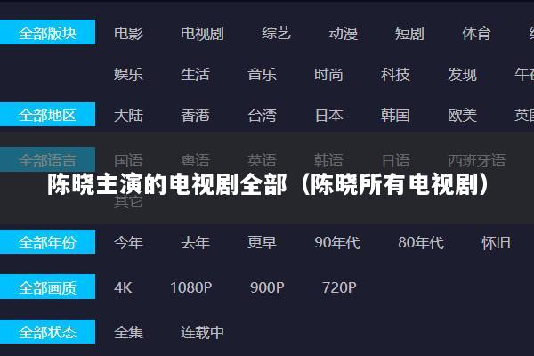 陈晓主演的电视剧全部（陈晓所有电视剧）